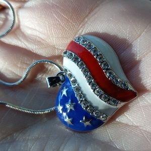 Heart Shaped Necklace red, white and blue